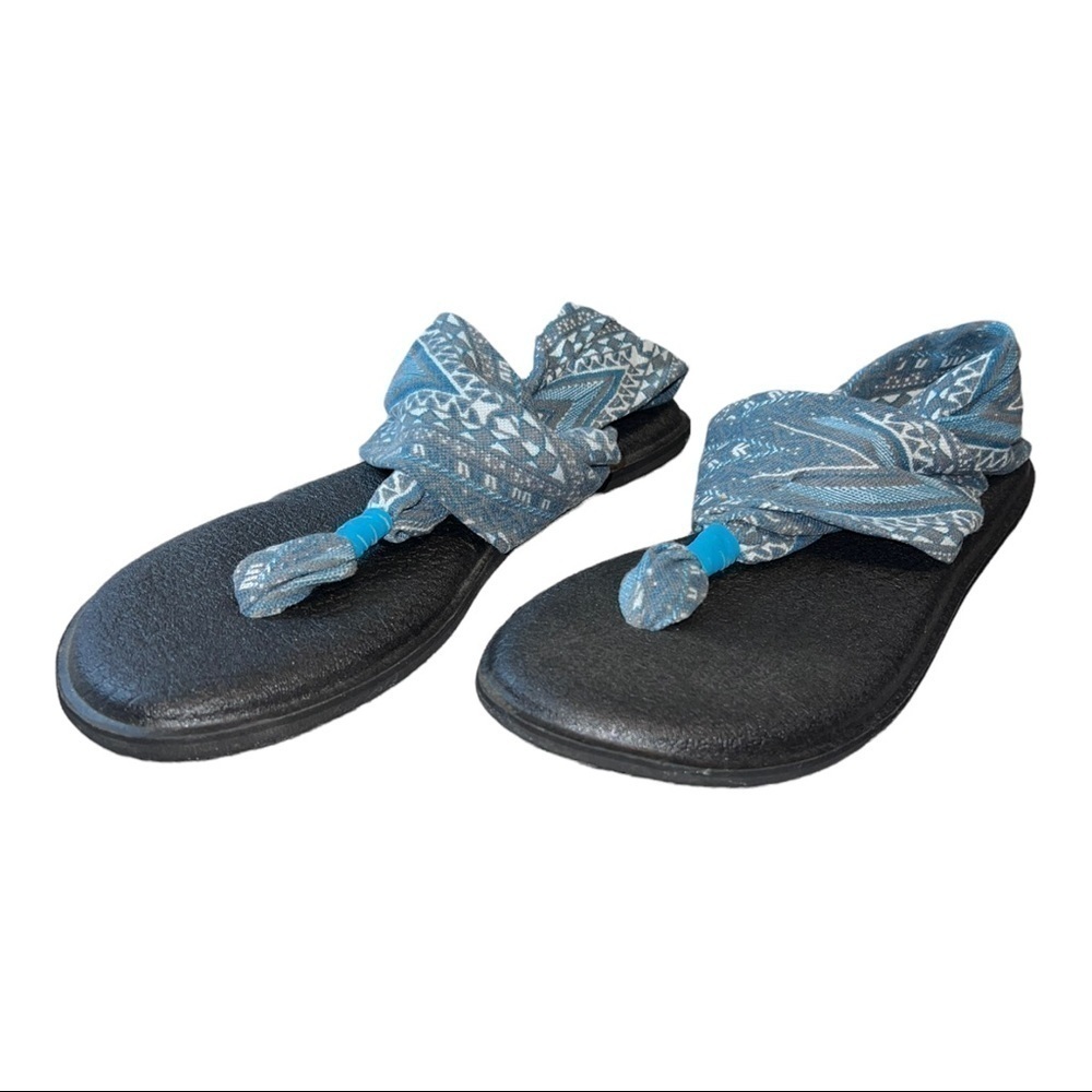 SANUK Gray Tribal Print Yoga Mat Sandals Sz 10